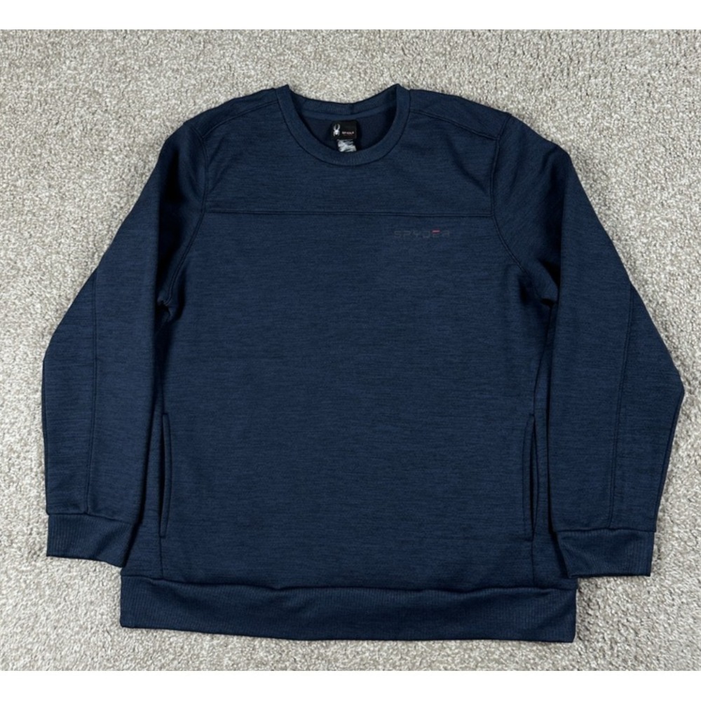 Spyder Active Sweatshirt Mens Large Blue Pullover Crewneck Lightweight Pockets